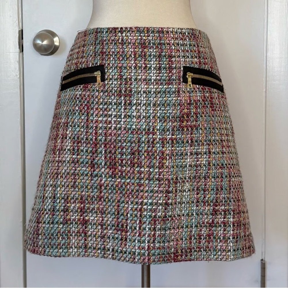 LOFT Multicolor Tweed A-Line Skirt